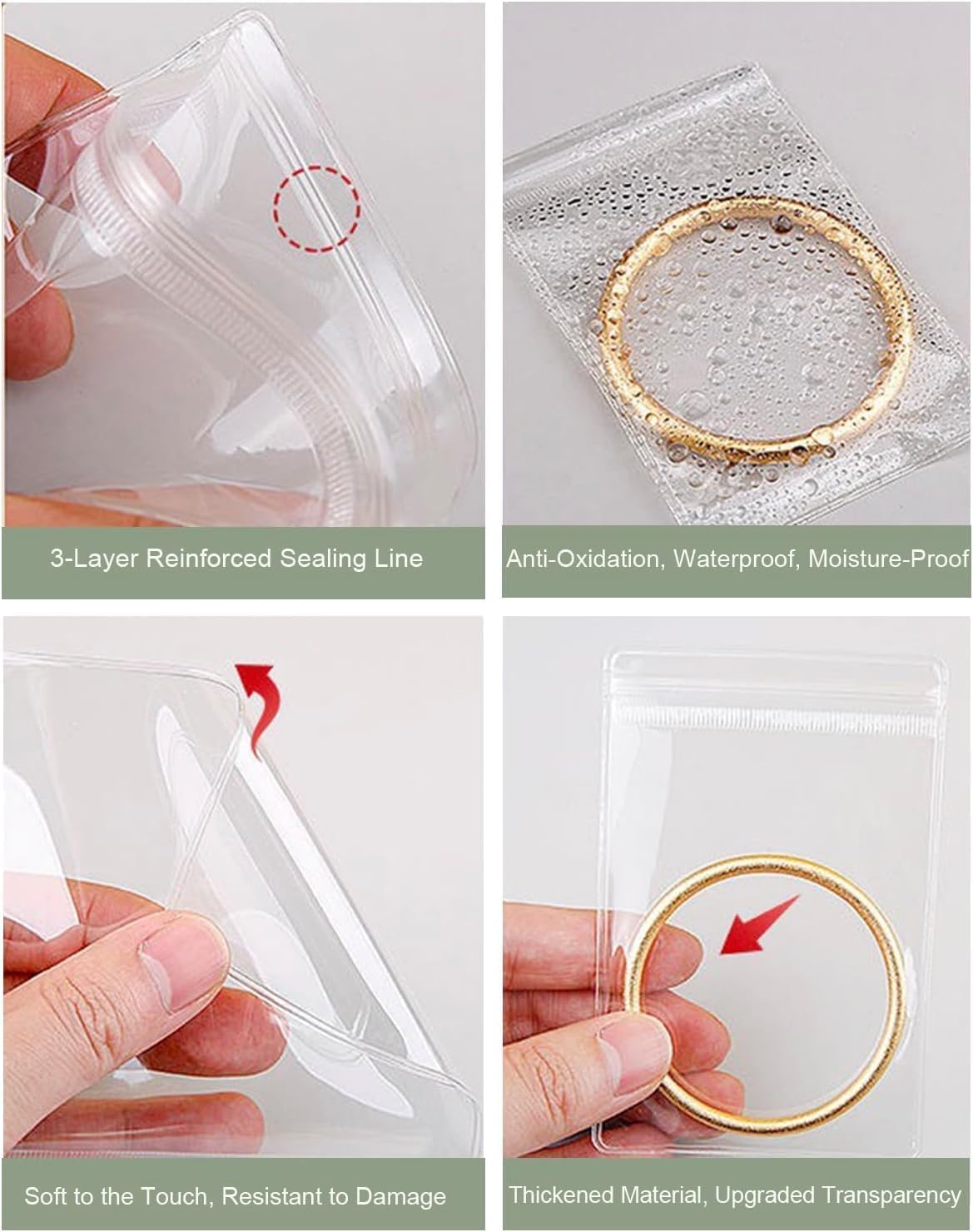 IZEYNO Acrylic Jewelry Organizers with 60 Portable Anti Tarnish Jewelry Bags, Travel Jewelry Case for Earrings Rings Necklaces
