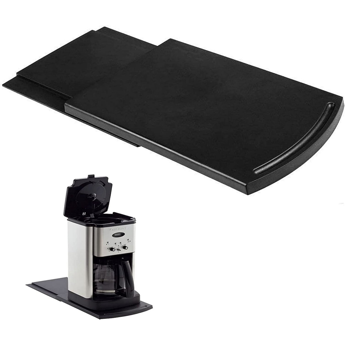 IZEYNO Coffee Maker Trays, 12'' Kitchen Caddy Sliding Mat, Under Cabinet Appliance Moving Slider, Black, 1 Pack