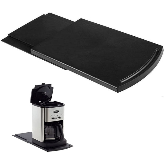 IZEYNO Coffee Maker Trays, 12'' Kitchen Caddy Sliding Mat, Under Cabinet Appliance Moving Slider, Black, 1 Pack