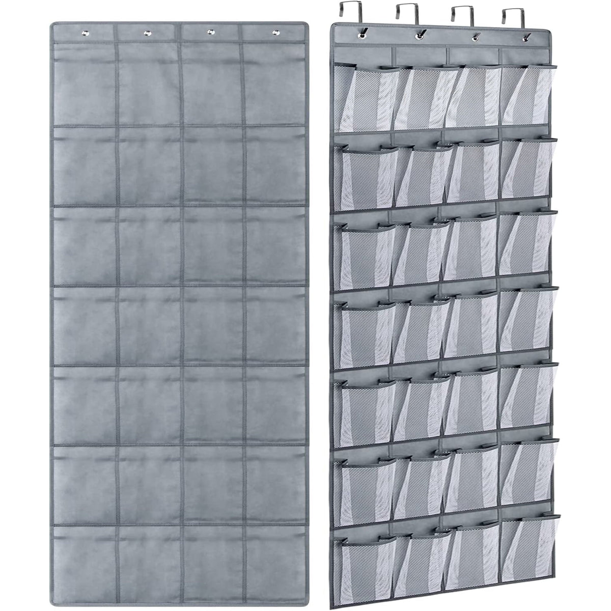 IZEYNO Over the Door Shoe Organizer, 28 Mesh Pockets Hanging Shoe Organizer for Closet, Gray, 1 Pack