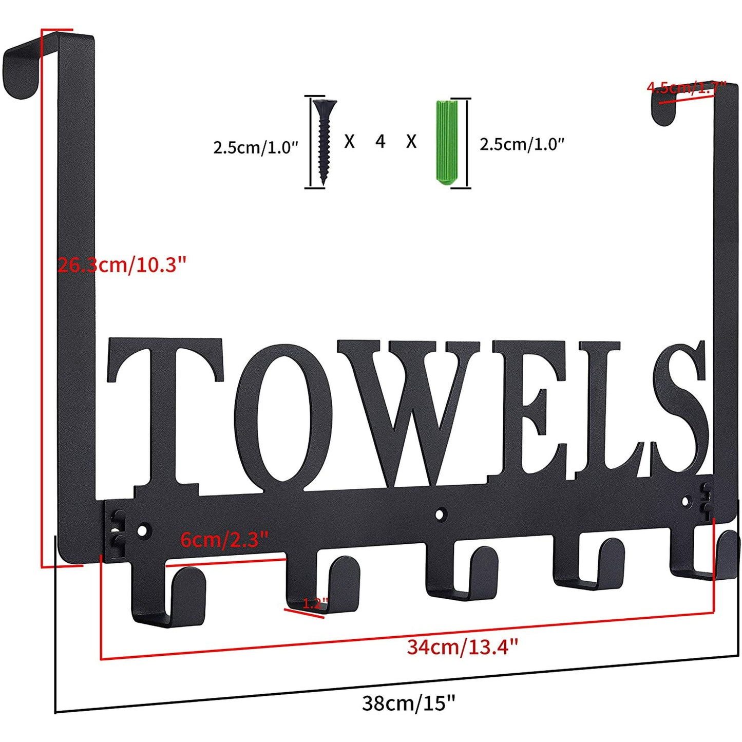 IZEYNO Over the Door Hooks, Door Mount Towel Holder, Towel Rack for Bathroom, Bedroom, Kitchen