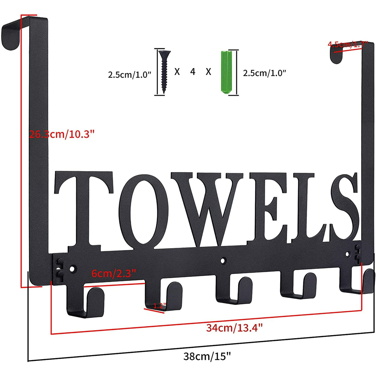 IZEYNO Over the Door Hooks, Door Mount Towel Holder, Towel Rack for Bathroom, Bedroom, Kitchen
