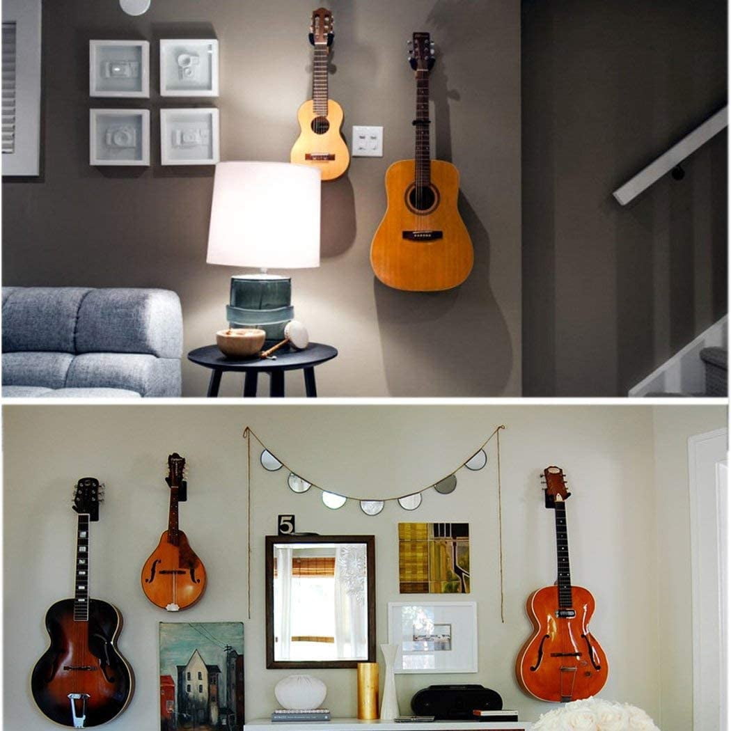 IZEYNO Guitar Wall Mount Wall Hanger 3 Pack Guitar Style Holder Hooks Stand for Acoustic Electric Bass Ukulele Banjo Mandolin